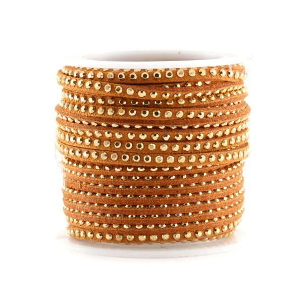 Daim synthétique plat - 3 mm - Rivet - orange doré - par 25 cm