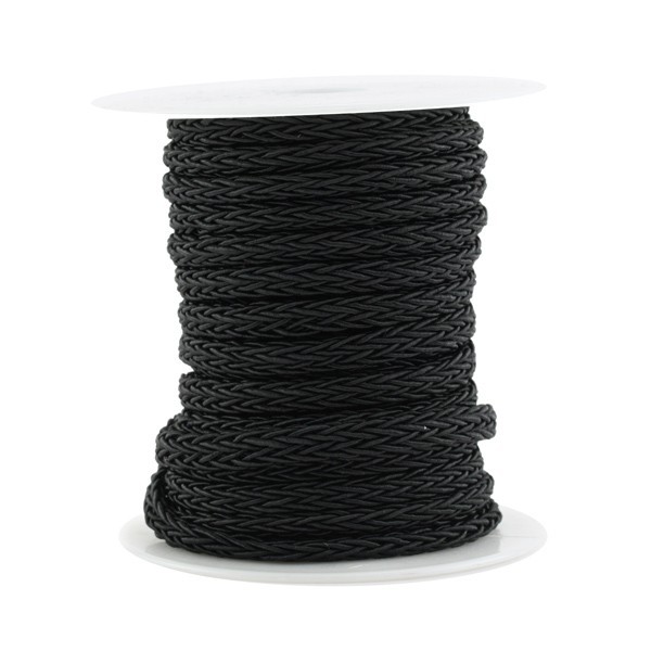 Corde polyester Tressée - noir - par 25 cm