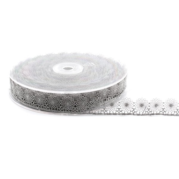 Dentelle polyester - gris - par 25 cm