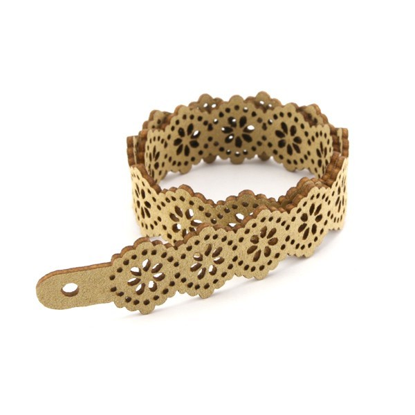 Bracelet dentelle daim synthétique - beige