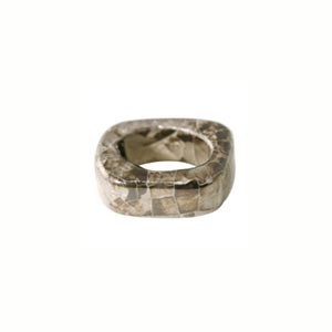 Perle en céramique - rectangulaire - gris
