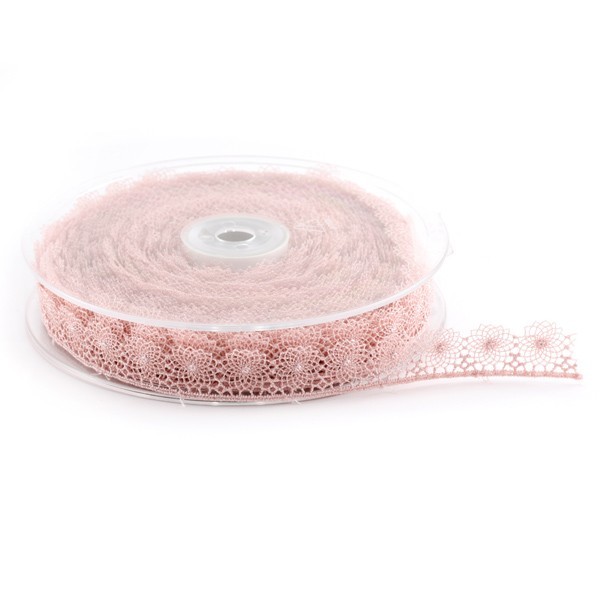 Dentelle polyester - rose - par 25 cm