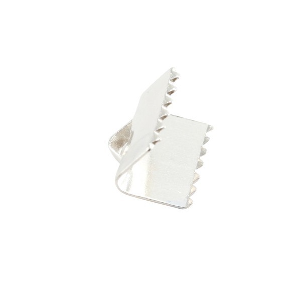Embout cordon métal avec dents 10x5mm Argent x 2