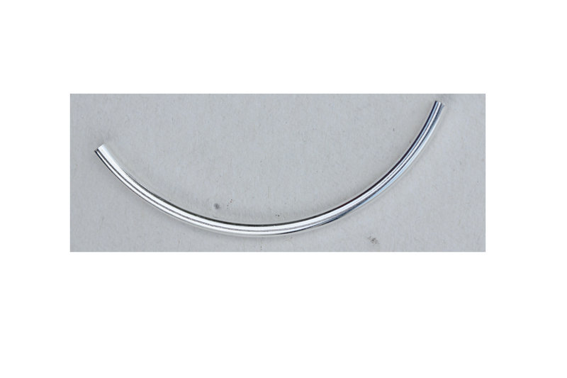 Tube courbé avec 2 anneaux - en argent 925