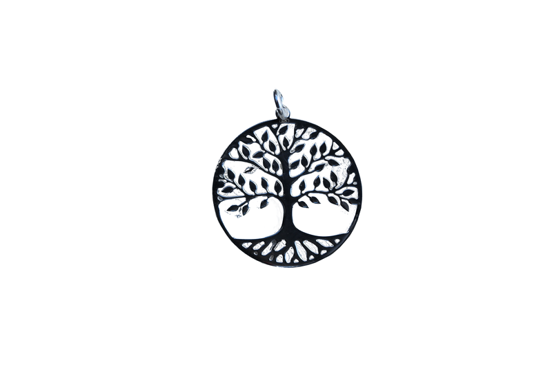 Médaillons rond avec un joli arbre sytilisé - en argent 925