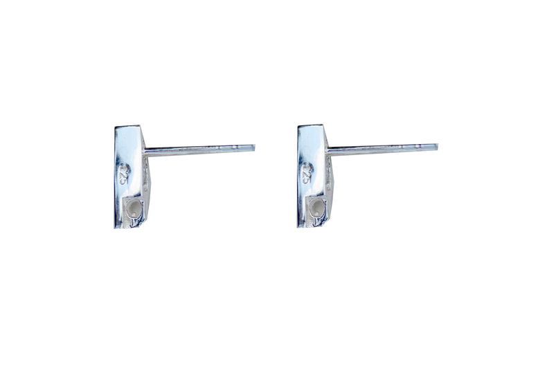 Attache boucles d'oreille en forme de trapèze - en argent 925 - une paire