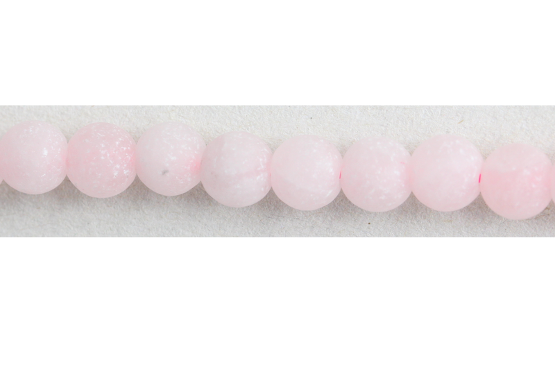 Perle en pierre naturelle - quartz rose du Brésil mat
