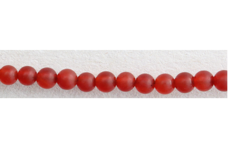 Perle en pierre naturelle - cornaline d'Inde - rouge mat