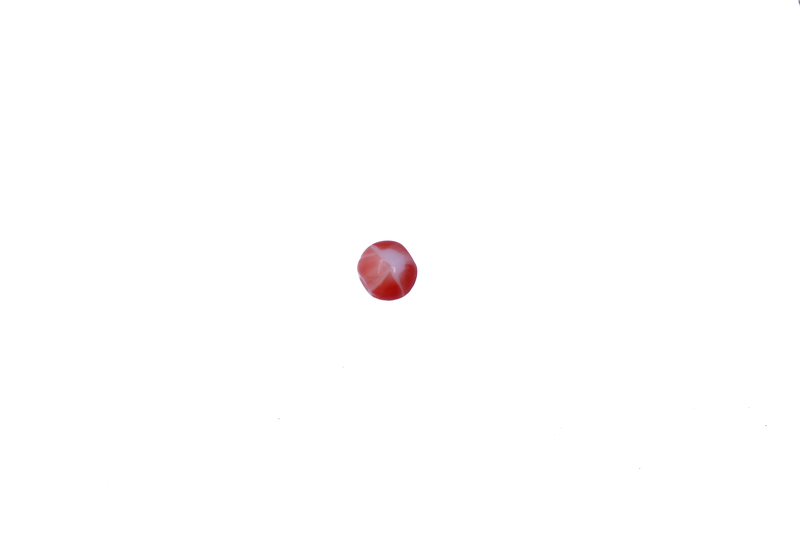 Perle en verre ronde - corail et blanc x 10