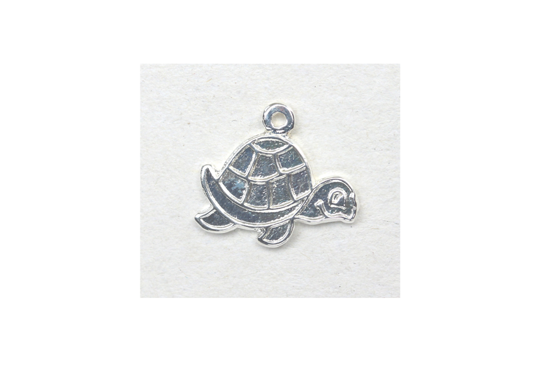 Breloque en forme de tortue - plaqué 10 microns - argenté