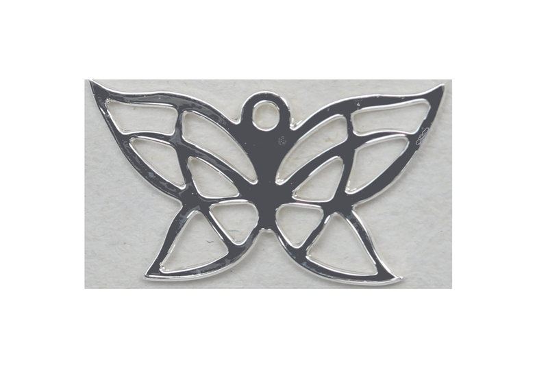 Breloque en forme de papillon stylisé - plaqué 10 microns - argenté