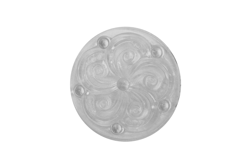 Cabochon en verre rond avec une fleur incrustée transparent