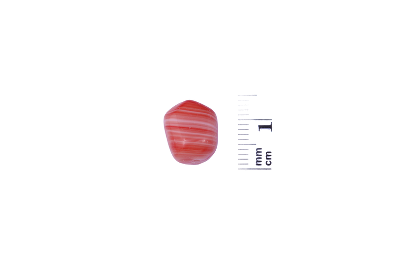 Perle en verre rectangulaire - tigré corail et blanc x 4