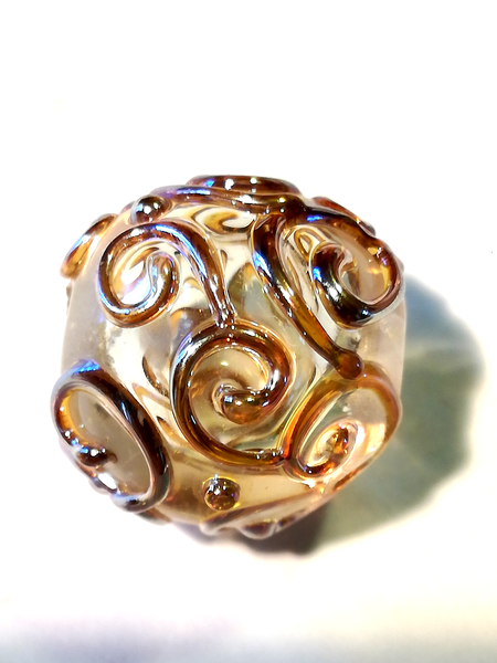 "Perle ronde en verre "golden magic" gothique"