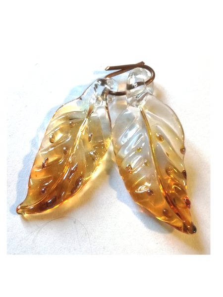 "Feuille en verre "golden magic" - par 2"