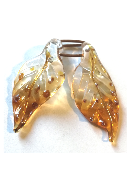 "Feuille en verre "golden magic" - par 2"