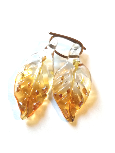 "Feuille en verre "golden magic" - par 2"