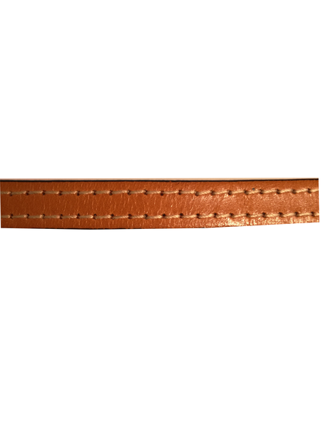 Cordon cuir plat - 10 mm - brun naturelle - 2 coutures - par 25 cm