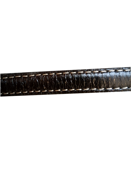 Cordon cuir plat - 10 mm - noir - 2 coutures - par 25 cm