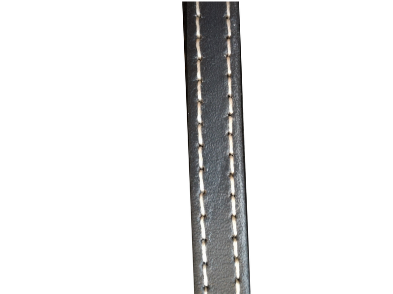 Cordon cuir plat - 10 mm - gris - 2 coutures - par 25 cm