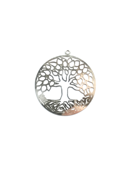 Médaillons rond avec un joli arbre sytilisé - en argent 925 -30 mm