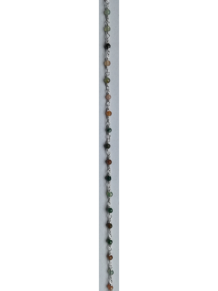 Perle en pierre naturelle - agate + chaîne en argent 925 par 20 cm