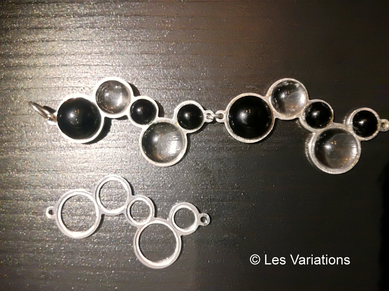Base en argent 925 pour 5 cabochons - 2 anneaux pour pendentif / collier