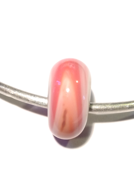 Perle en verre d'artisan ronde - vieux rose