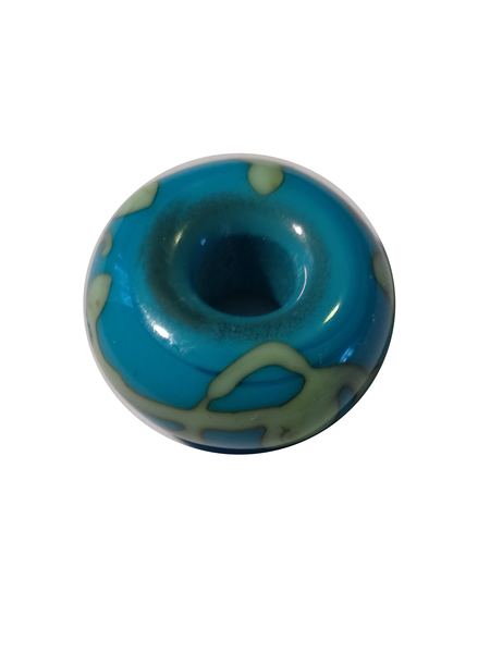Perle en verre d'artisan ronde - bleu turquoise - vert d'eau