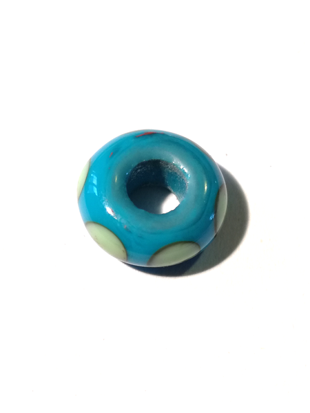Perle en verre d'artisan ronde - bleu turquoise - vert d'eau
