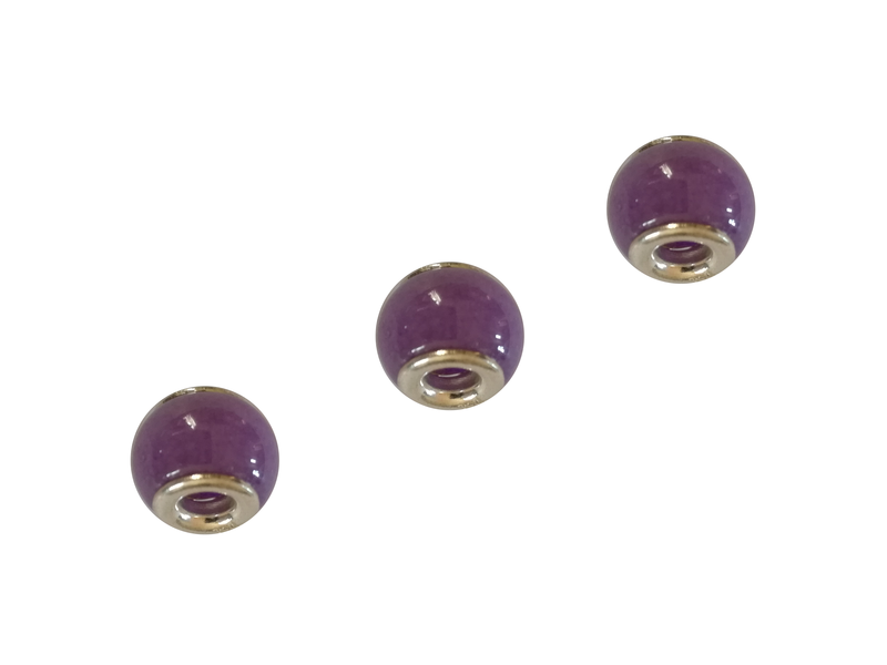 Perle en verre artisanale de Murano- roue - mauve foncée - sertie argent 925