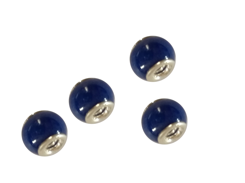 Perle en verre artisanale de Murano- roue - bleu foncé- sertie argent 925