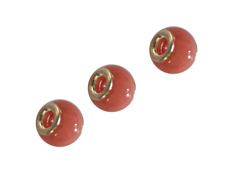 Perle en verre artisanale de Murano- roue - rose- sertie argent 925