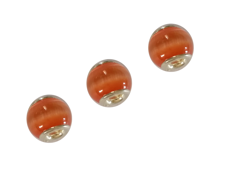 Perle en verre artisanale de Murano- roue - orange- sertie argent 925