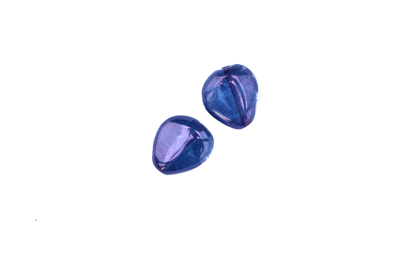 Perle en verre en forme de goutte - mauve x 4
