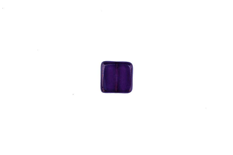 Perle en verre carrée - mauve transparent x 4