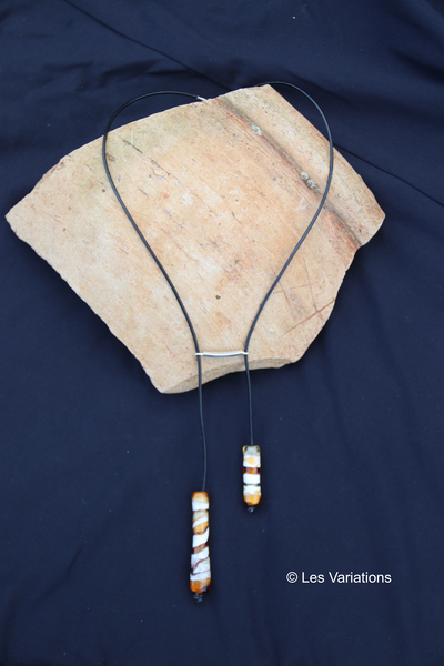 "Collier de verre " les strates" - différents bruns"