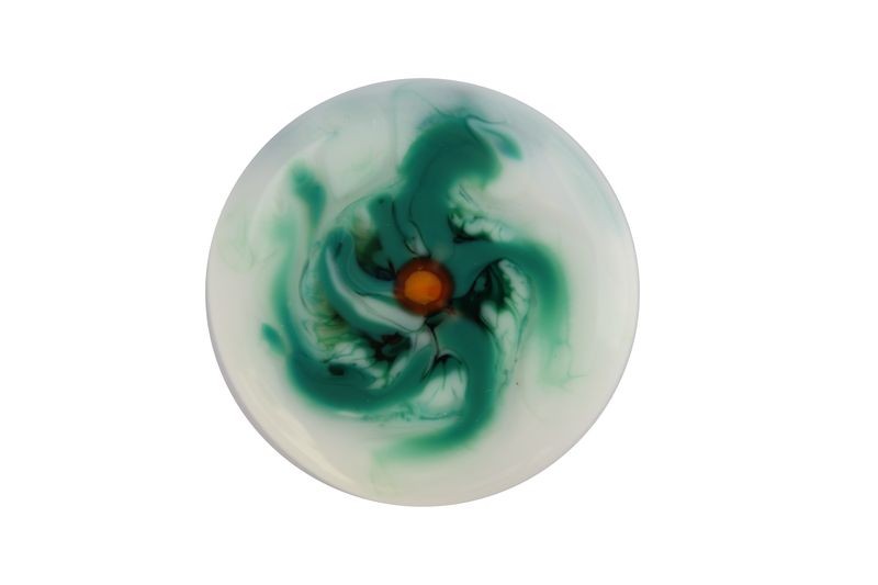 Cabochon en verre artisanal - la constellation- blanc et vert