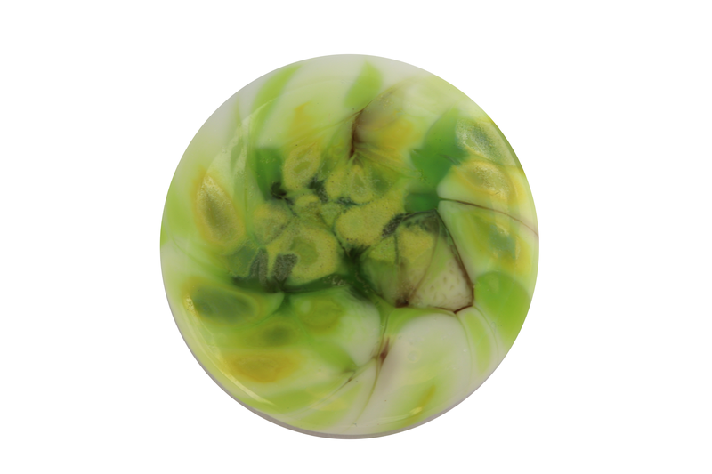 Cabochon en verre artisanal - la nature- blanc et vert