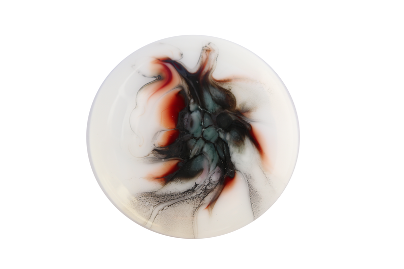 Cabochon en verre artisanal - la plume- noir - brun