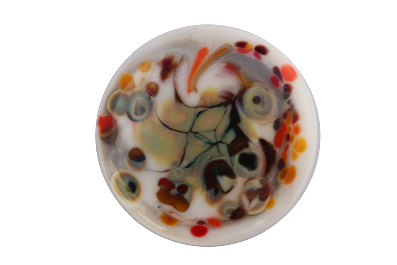 Cabochon en verre artisanal - blanc brun beige orange