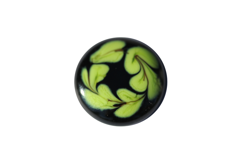 Cabochon en verre artisanal - les feuilles - noir et vert