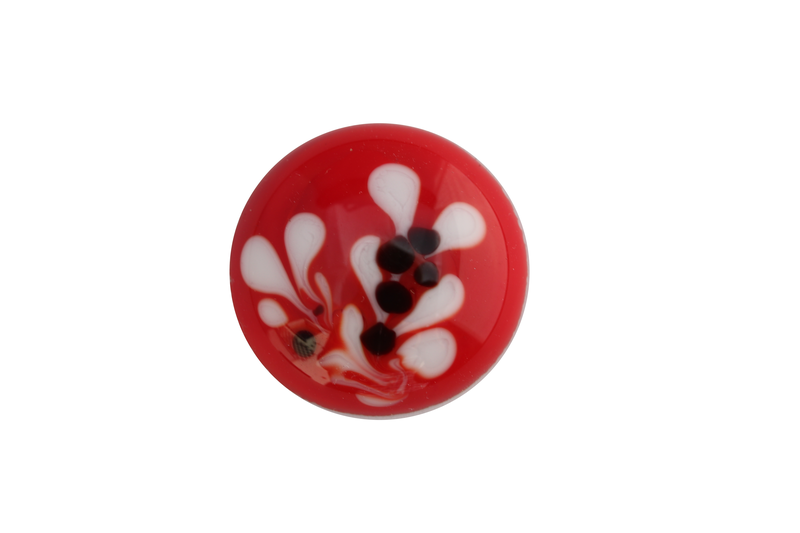 Cabochon en verre artisanal - la branche - rouge et blanc