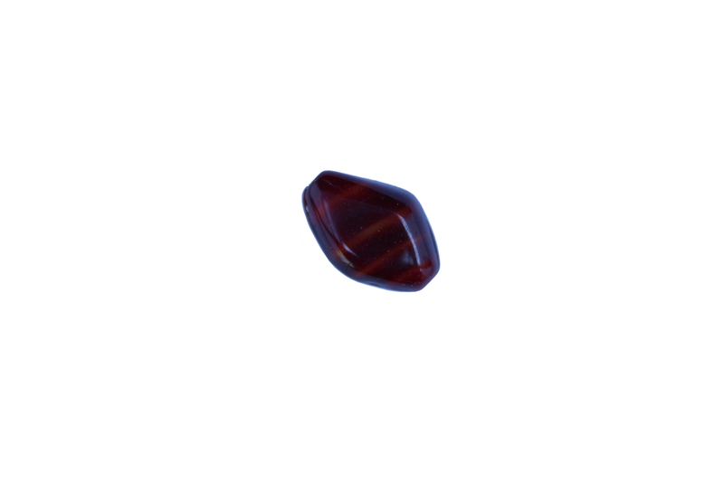 Perle en verre losange - brun ligné jaunex 4