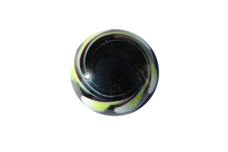 Cabochon en verre artisanal noir spirale jaune