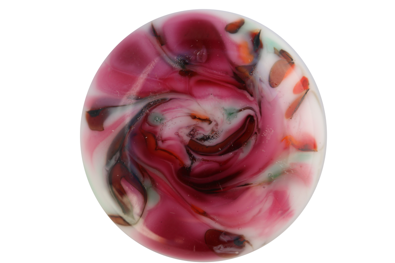 Cabochon en verre artisanal - motif abstrait rose