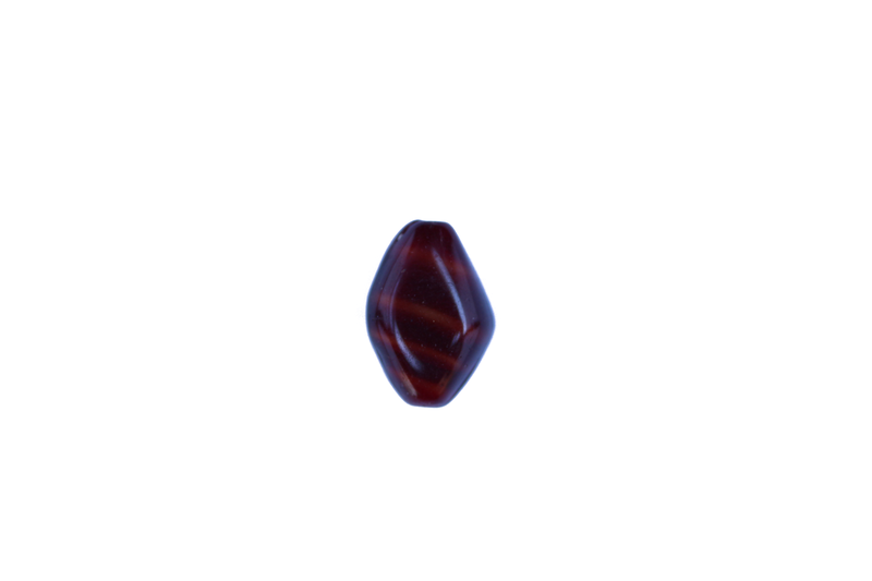 Perle en verre losange - brun ligné jaunex 4
