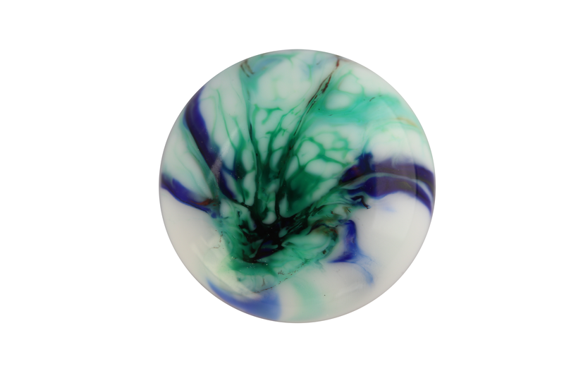 Cabochon en verre artisanal - éclat - vert et bleu