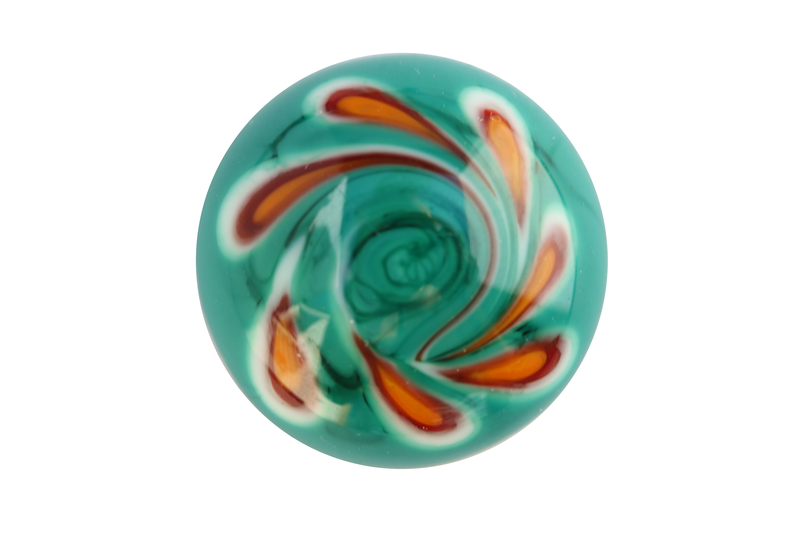 Cabochon en verre artisanal - pétale - vert / orange
