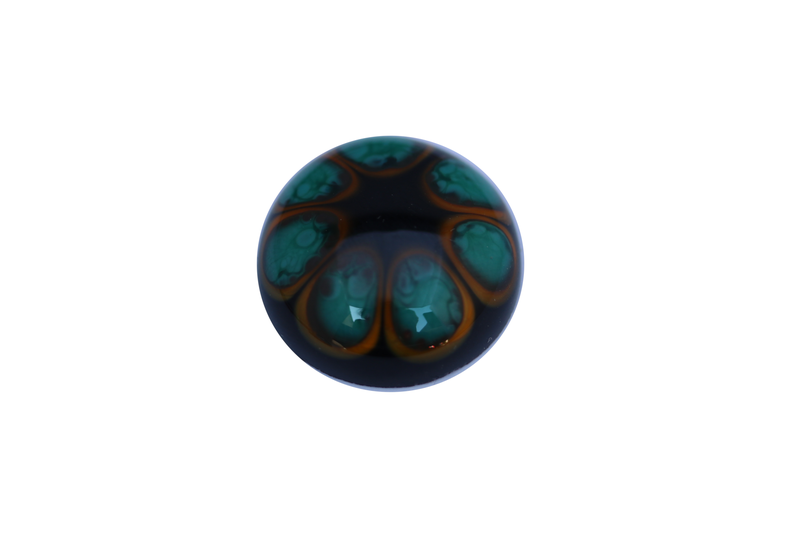 Cabochon en verre artisanal - la fleur - noir vert